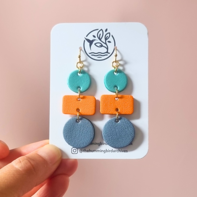 Turquoise, Orange and Blue Earrings