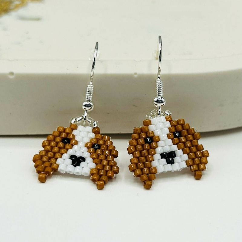 Beaded Cavalier Spaniel Dog Earrings  Handmade Puppy Jewellery