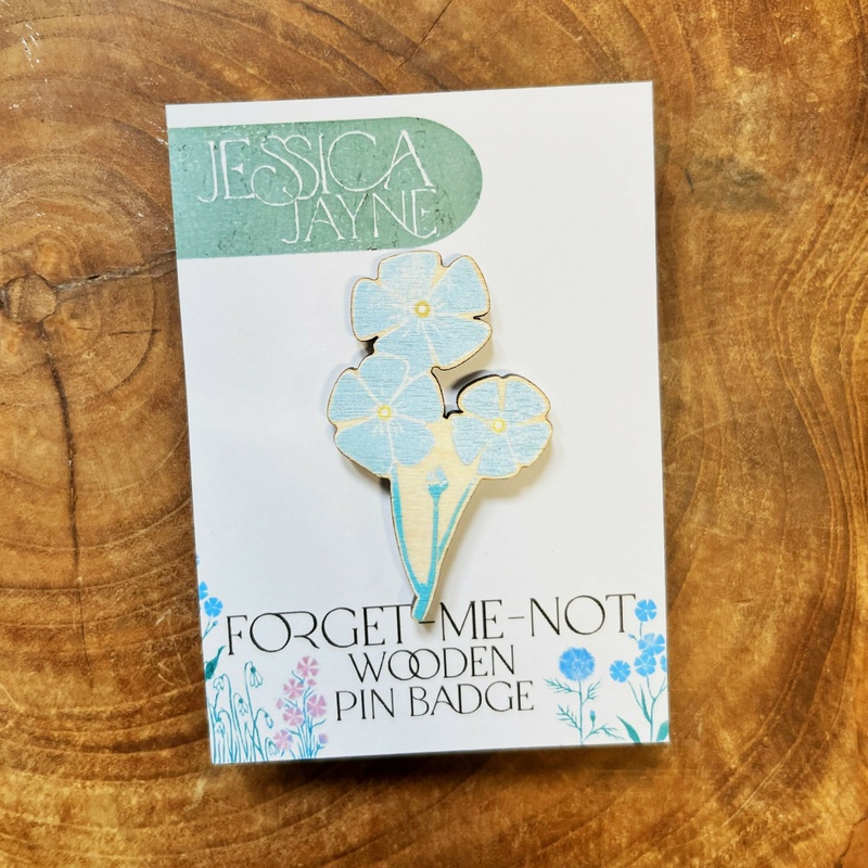Forget-Me-Not Wooden Pin Badge