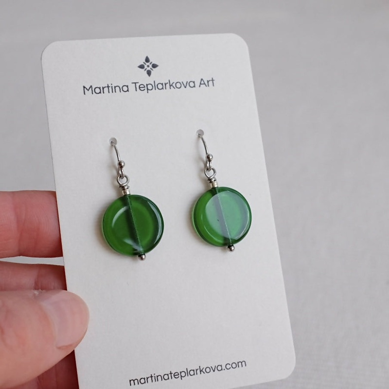 Green Circle Earrings