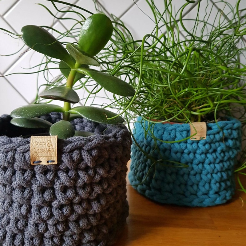 Medium Crochet Basket|Blush|Mustard|Peacock Blue|Teal|Charcoal|Beige|Laurel|Lavender|Terracotta|Avocado