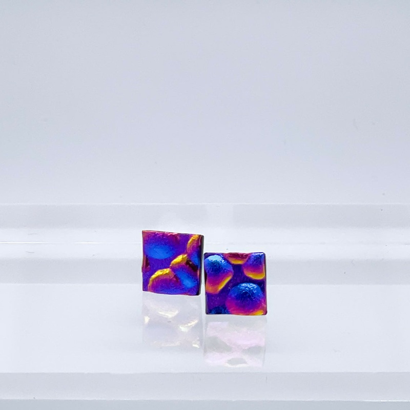 Stud Square 16|Vibrant Pink Textured Stud|Azure Blue Stud|Lilac Stud|Pink Square|Blue square