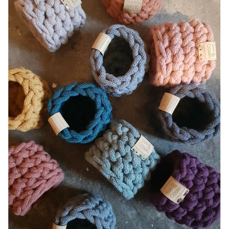 Tiny Crochet Basket|Mustard|Teal|Peacock Blue|Charcoal|Lavender|Laurel|Terracotta|Blush|Avocado|Beige
