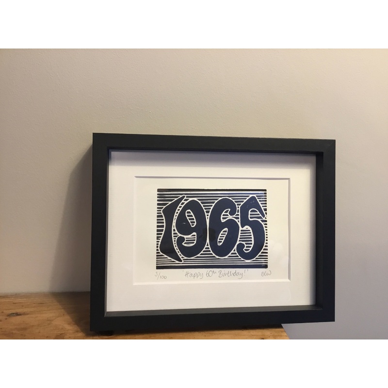 1965 Framed Lino Cut Print|10/100 black ink and frame|11/100 black Ink and Frame|1965 5/100 black ink and frame