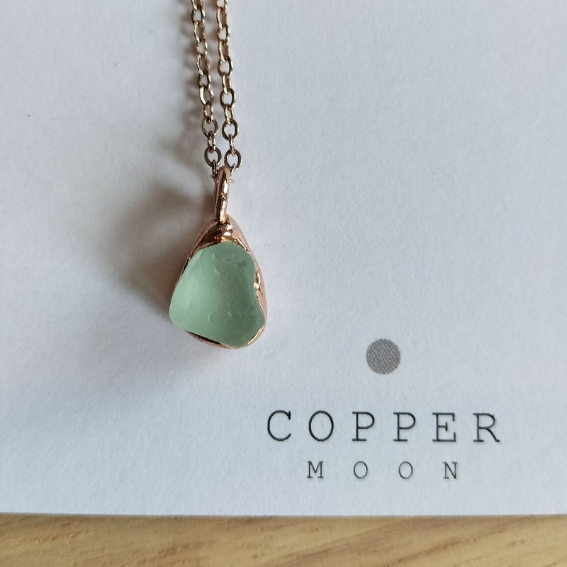 Aqua Seaglass Drop Necklace