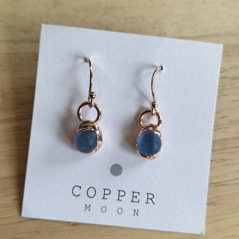 Blue Seaglass Drop Earrings
