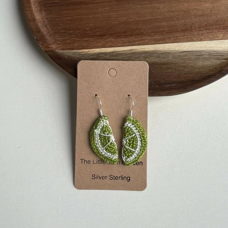 Crochet Lime fruit Earrings