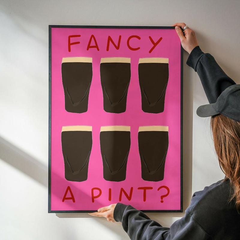 Fancy A Pint? Guinness Print|Pink|Blue|A5|A4|A3