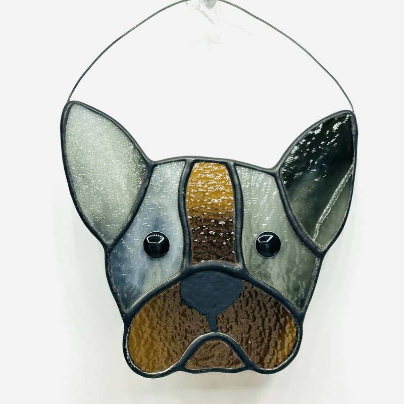 Glass Frenchie Dog Hanging Decoration