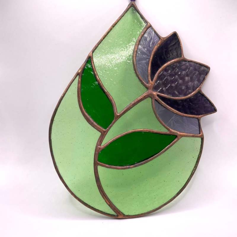 Glass Hanging Flower Panel