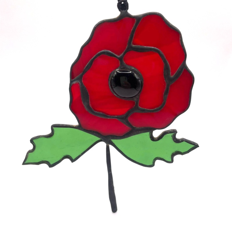Glass Hanging Poppy Decoration