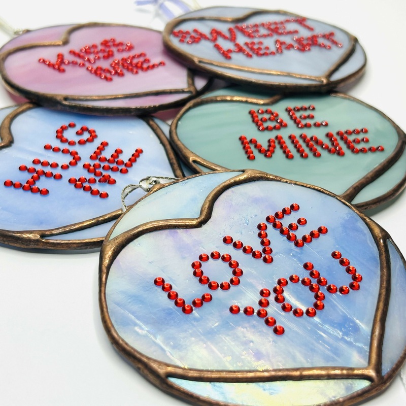 Glass Swizzle Love Heart Hanging Decoration