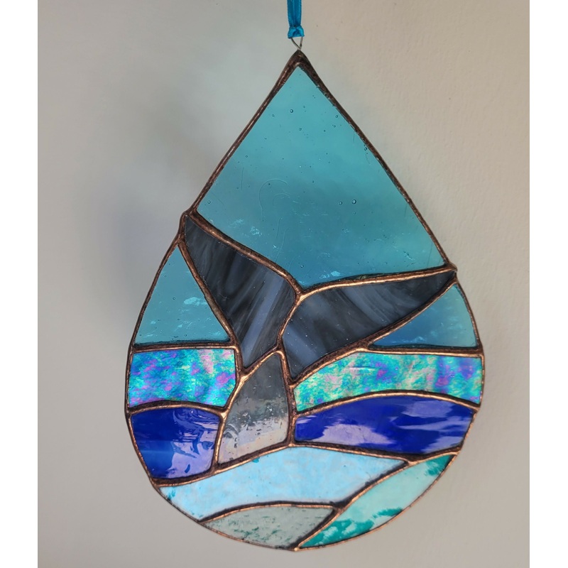 Glass Whale Tail Teardrop Shaped Panel
