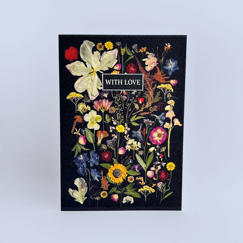 With Love Black Floral Card