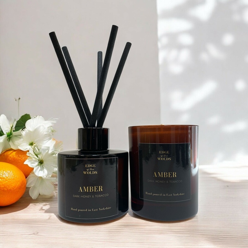 Amber Candle & Diffuser Gift Set – Dark Honey and Tobacco