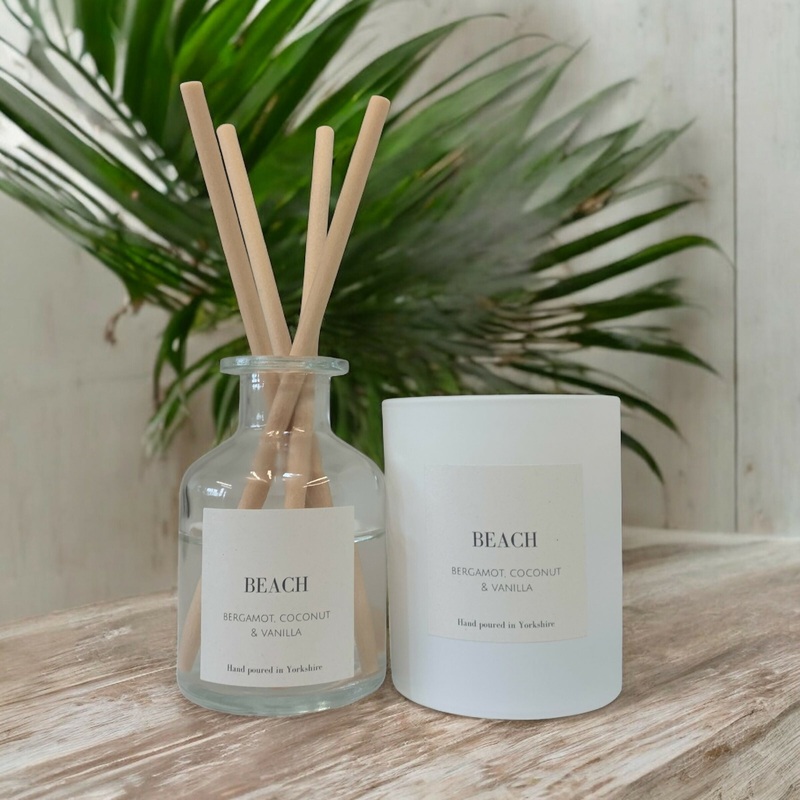 Beach Candle & Diffuser Gift Set – Bergamot, Coconut & Vanilla