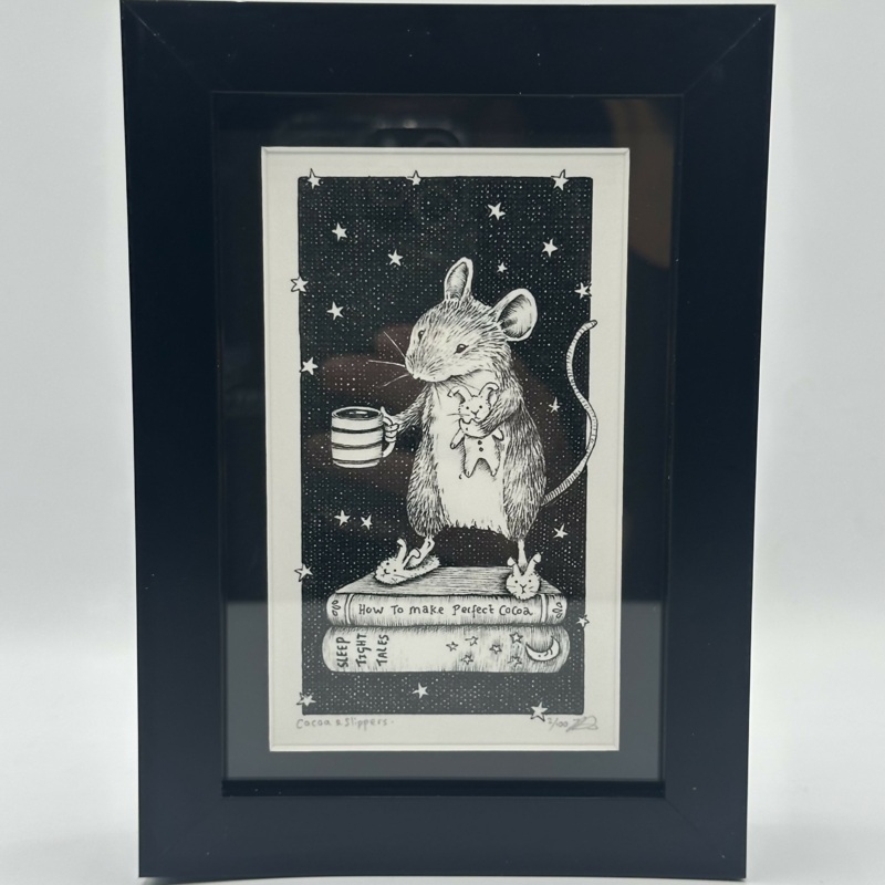 Cocoa & Slippers – Framed Limited Edition Print by Jenny Davies