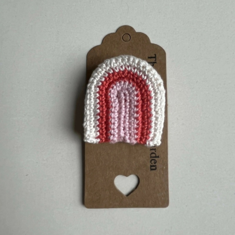 Crochet Pink Rainbow Brooch