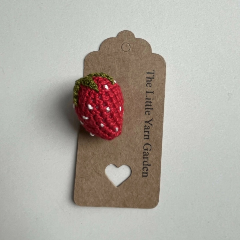 Crochet Strawberry Brooch Pin