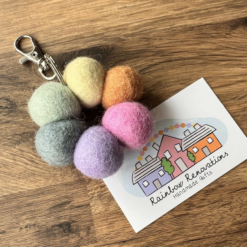 Feltball Keyring|Bold|Bright|Monochrome|Pastel