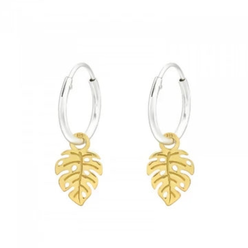 Gold Leaf Mini Hoops|Leaf Mini Hoops