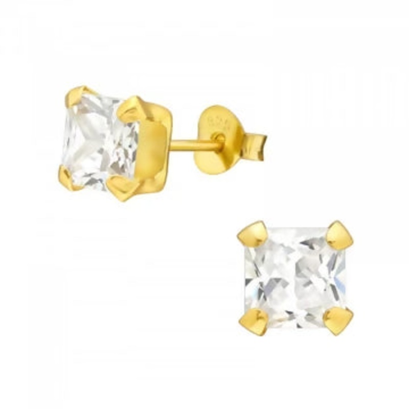 Gold Square Crystal Stud|Gold Square Crystal Stud