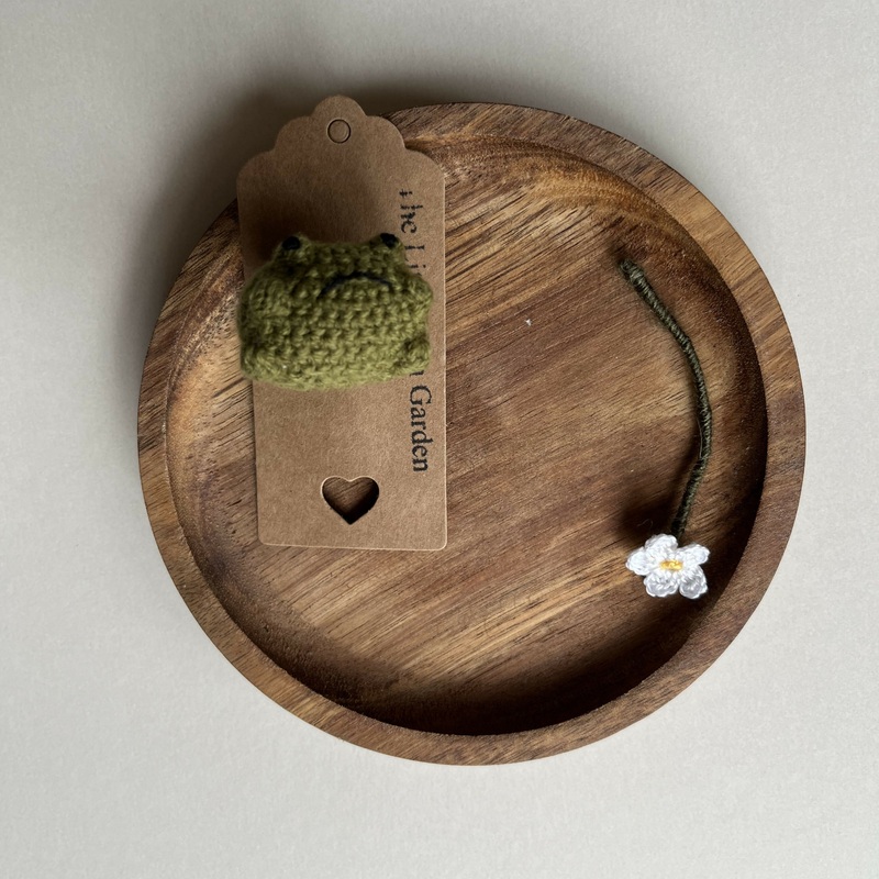 Grumpy Frog Micro Crochet Brooch
