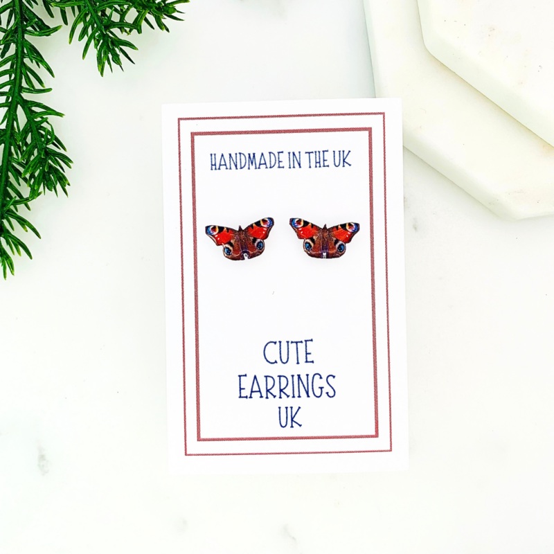Peacock Butterfly Stud Earrings