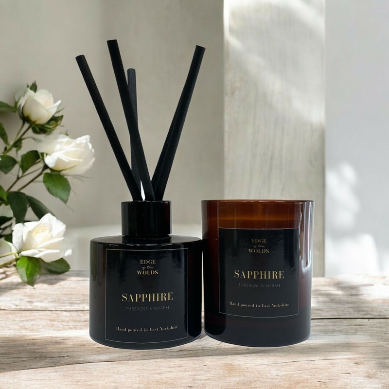 Sapphire Candle & Diffuser Gift Set – Tuberose and Myrrh