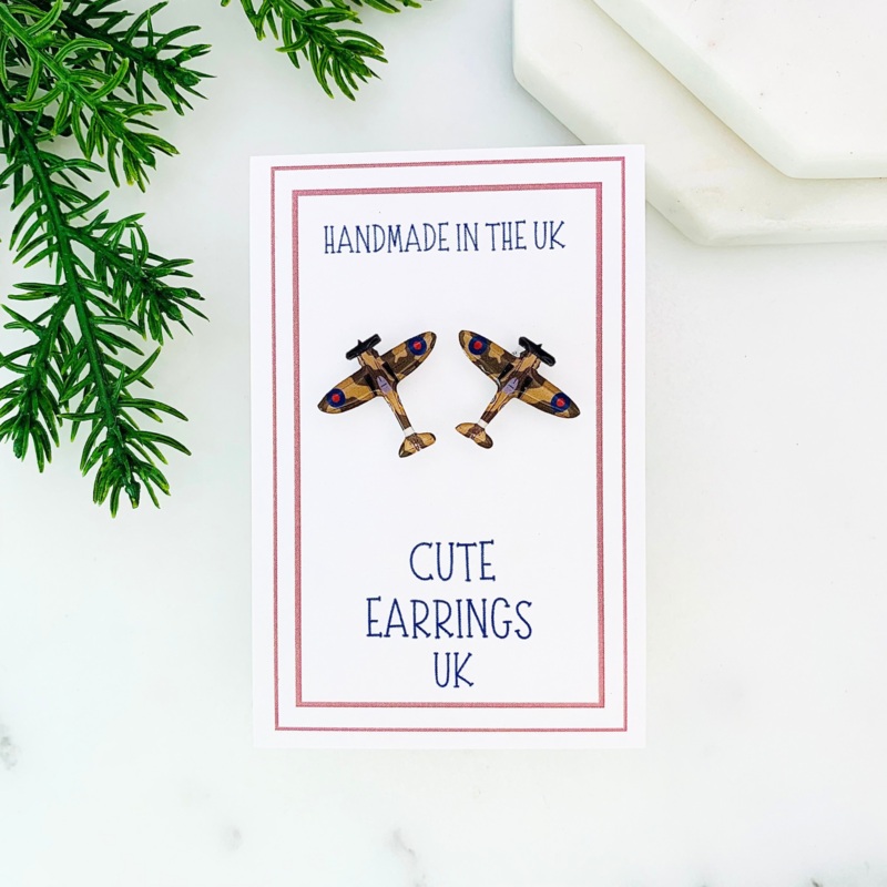 Spitfire Plane Stud Earrings