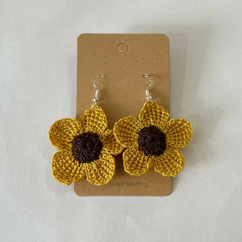 Sunflower Crochet Drop Earrings