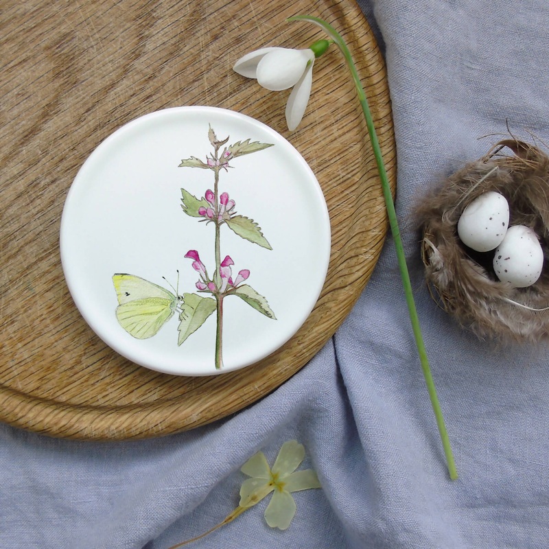 Wildflower and Butterfly Bone China Coaster