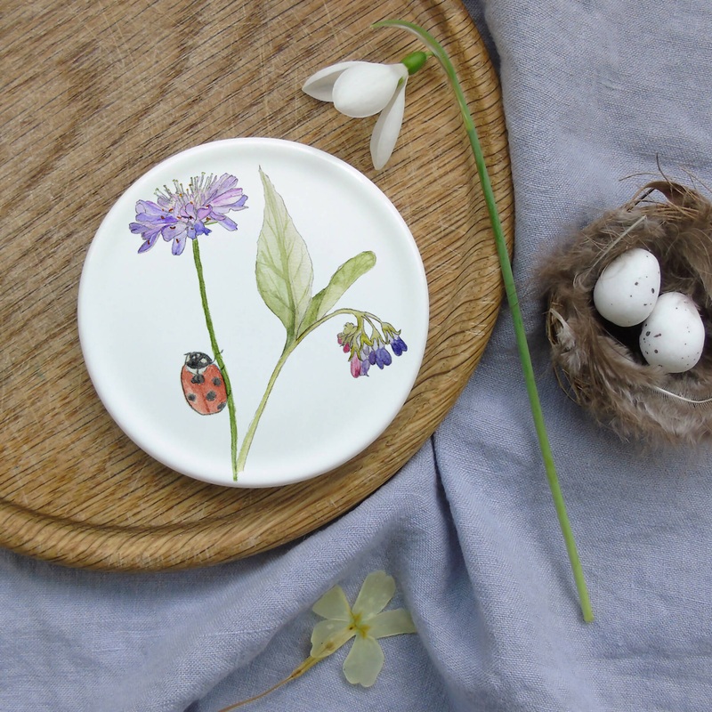 Wildflower and Ladybird Bone China Coaster