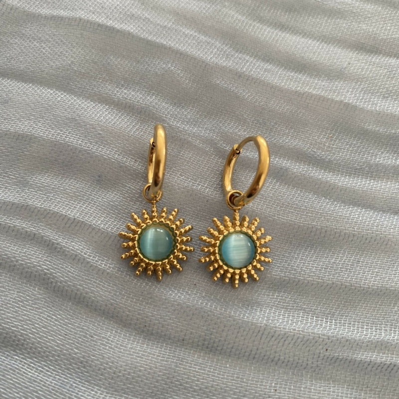 Blue Sun Hoop Earrings