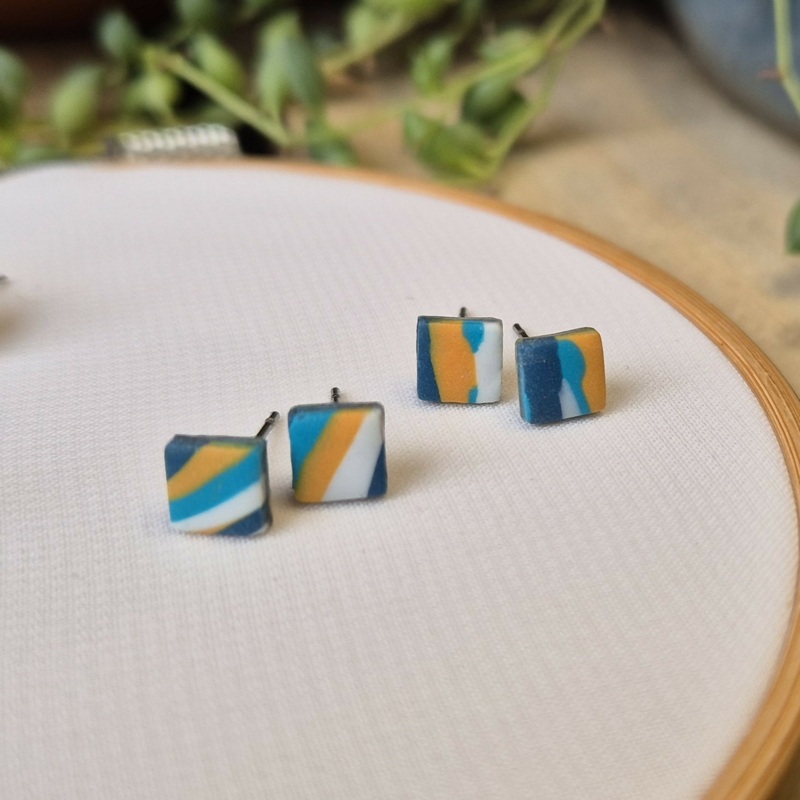 Coastal Wave Square Stud Earrings