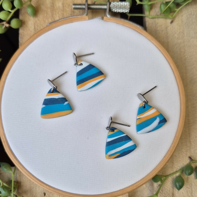 Coastal Wave Triangle Earrings