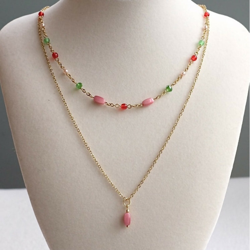 Colourful Beaded Layered Necklace