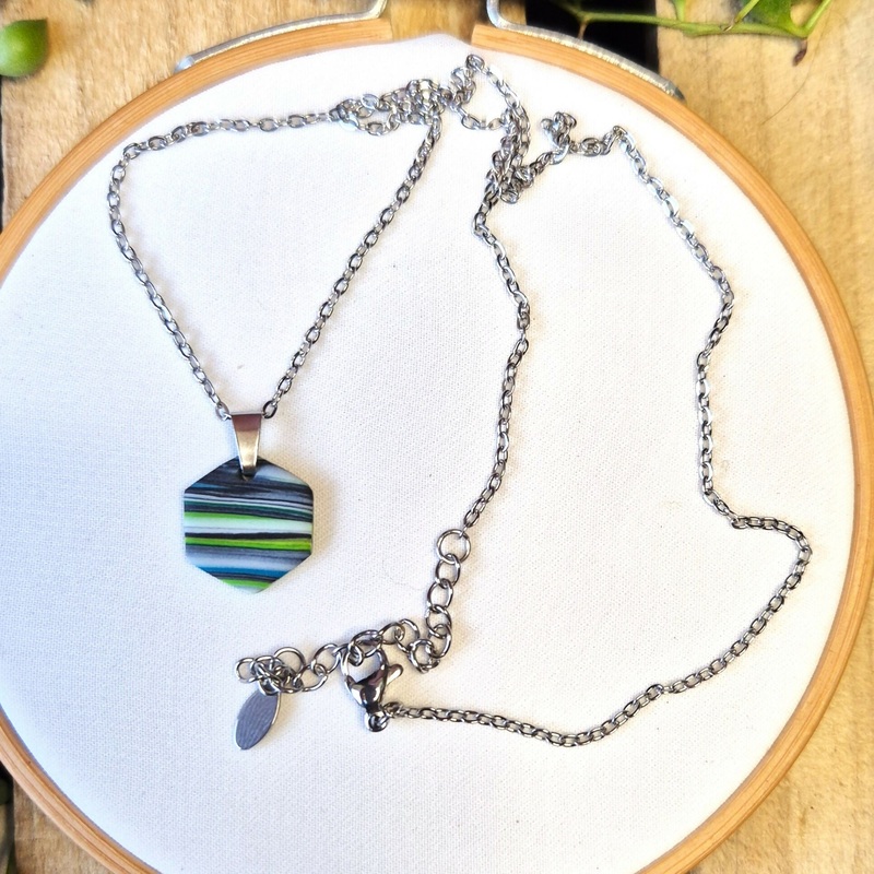 Electric Stripe Hexagon Necklace