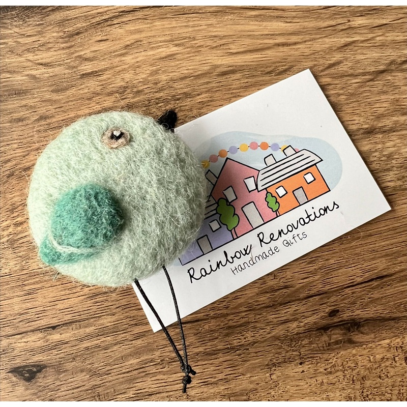 Felted Bird Magnet|Mint|Green|Mustard|Orange