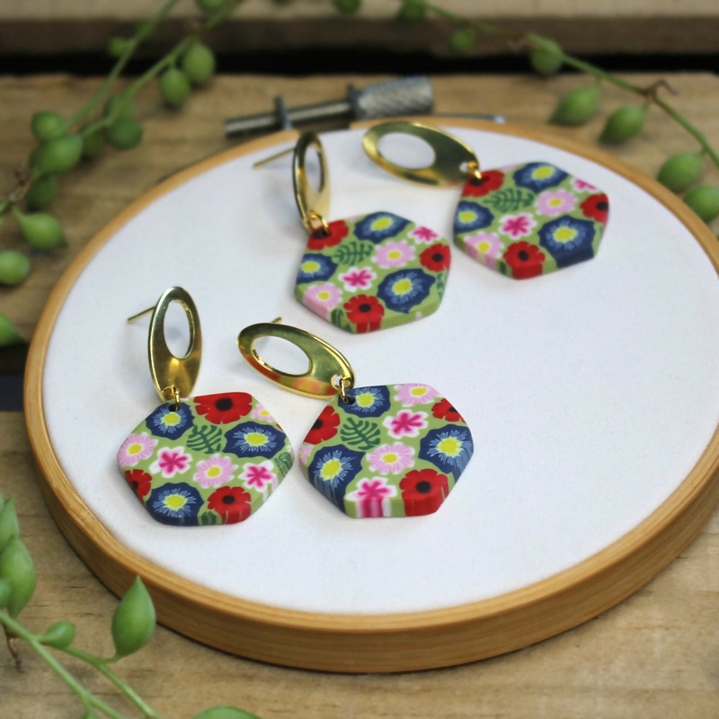 Garden Bloom Hexagon Earrings