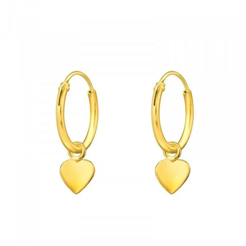 Gold Solid Heart Mini Hoops|Gold Solid Hearts Stud