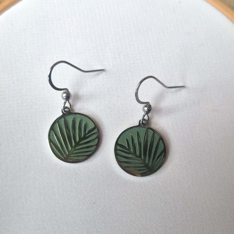 Green Leaf Infill Earrings