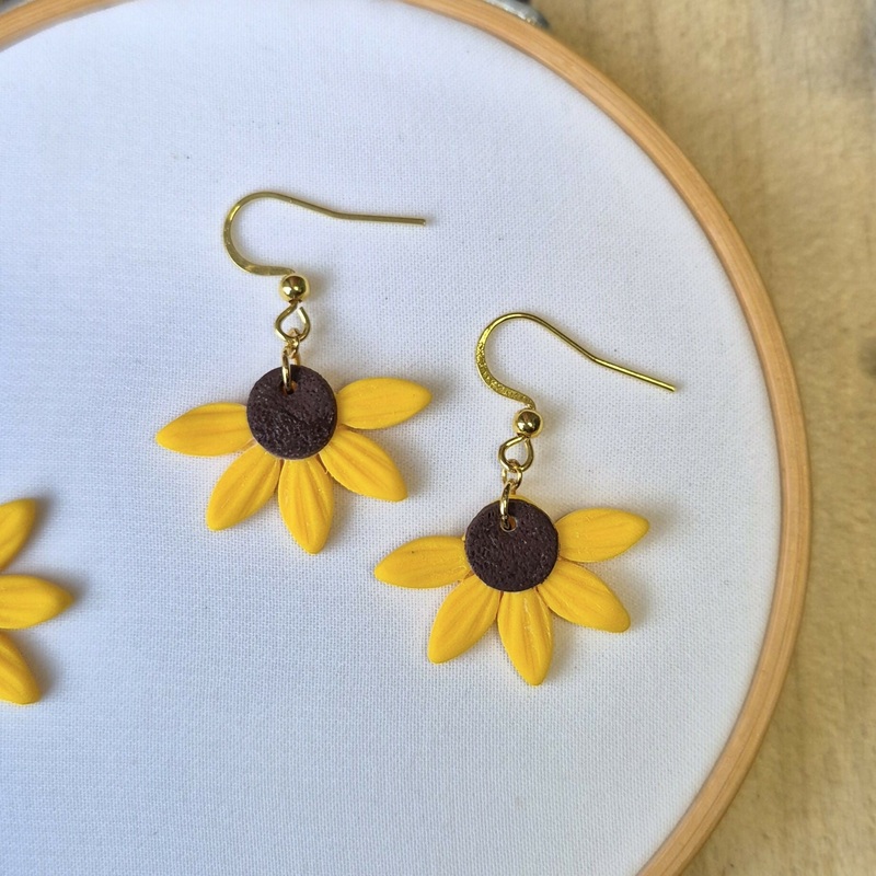 Half Large Sunflower Earrings