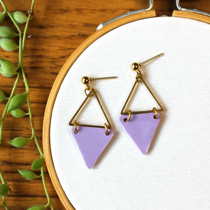 Lilac Triangle Earrings