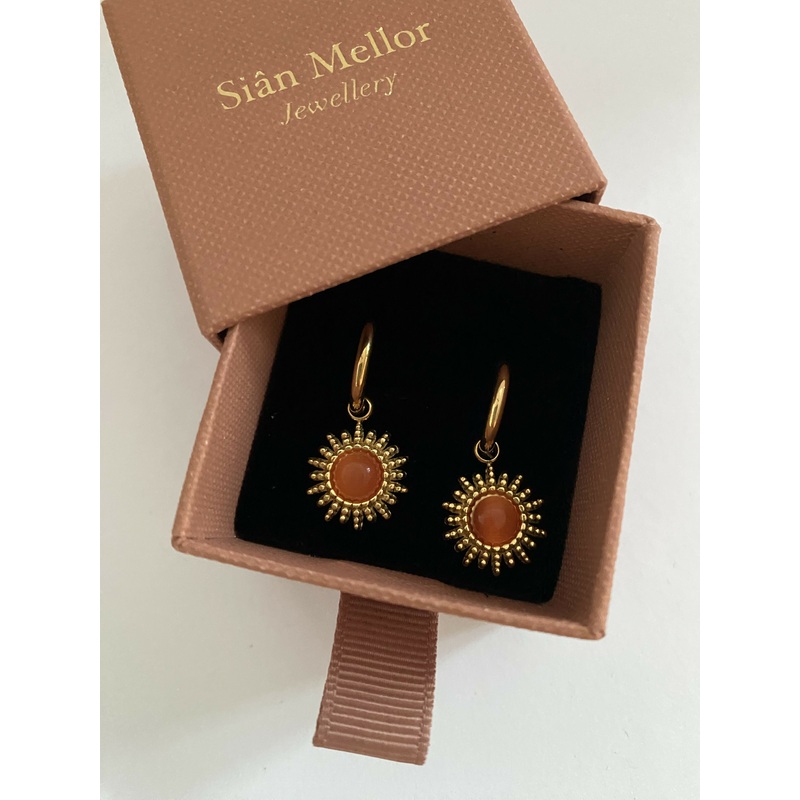 Pink Sun Hoop Earrings