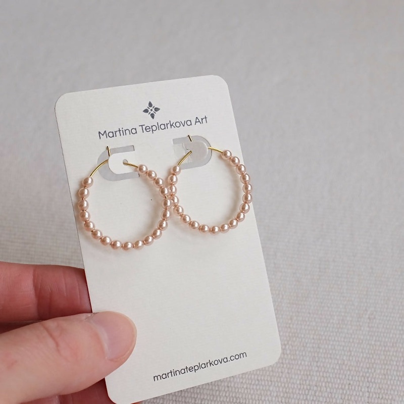Soft Pink Pearl Hoop Earrings