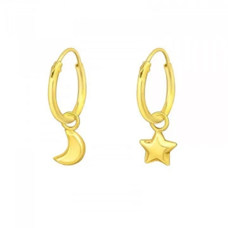 Star and Moon Gold Mini Hoops|Star and Moon Gold Mini Hoops