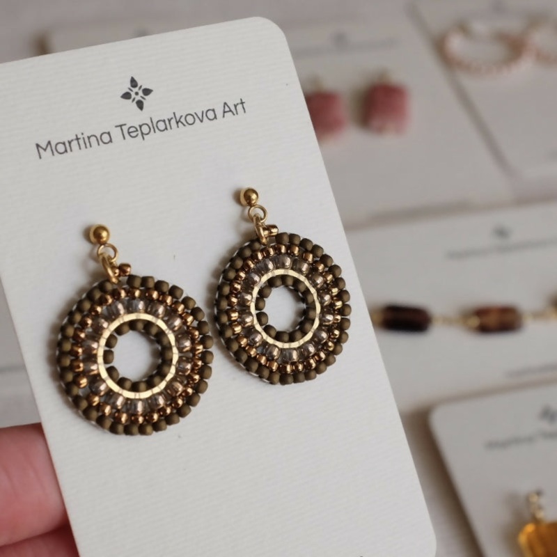 Brown and Bronze Disc Earrings