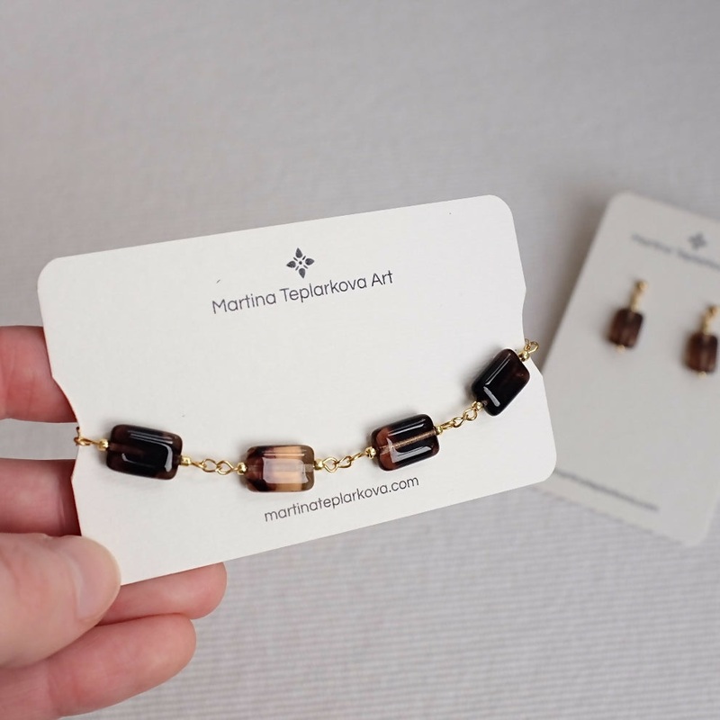 Brown Rectangles Adjustable Bracelet
