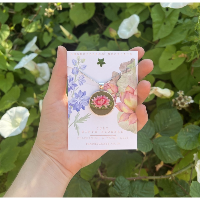 Embroidered Birth Flower Necklaces